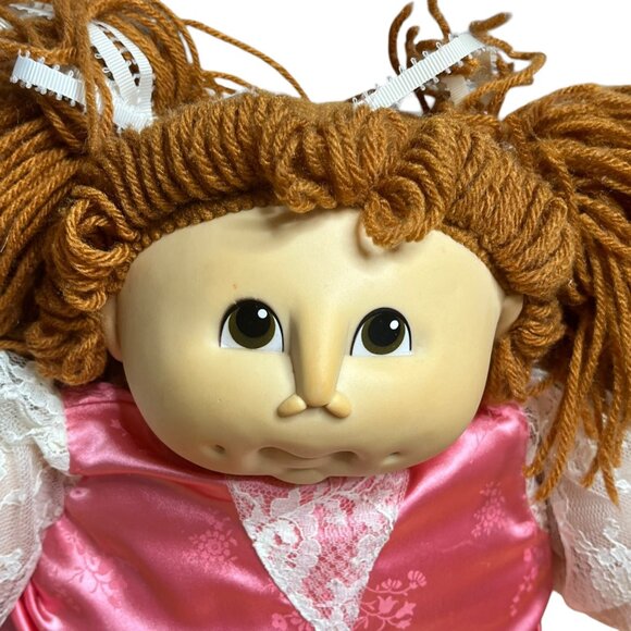 Vintage 1984 Doll Baby By M.N. Thomas Cabbage Patch Style With Pink Satin Dress - Picture 2 of 6